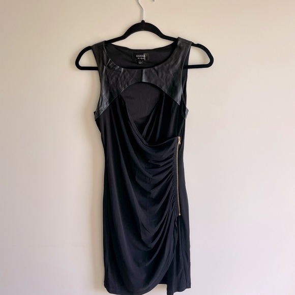 Little Black Dress with Leather accents - Picture 1 of 3